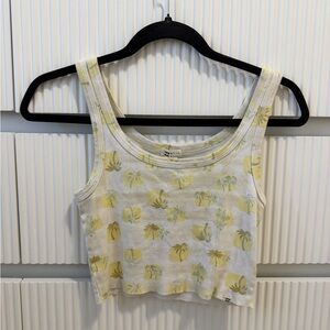 Billabong White and Yellow Floral Crop Top